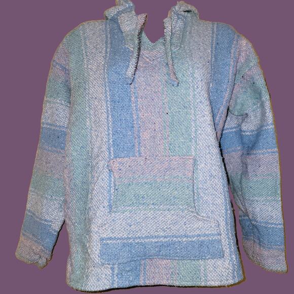 Vintage 1990s Pastel Stripe La Malinche Capucha Baja Jacket, Sz M - Picture 1 of 5